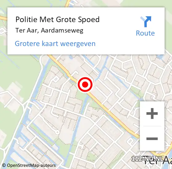 Locatie op kaart van de 112 melding: Politie Met Grote Spoed Naar Ter Aar, Aardamseweg op 17 december 2022 21:27