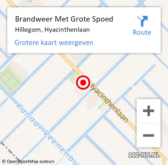 Locatie op kaart van de 112 melding: Brandweer Met Grote Spoed Naar Hillegom, Hyacinthenlaan op 8 augustus 2014 18:38