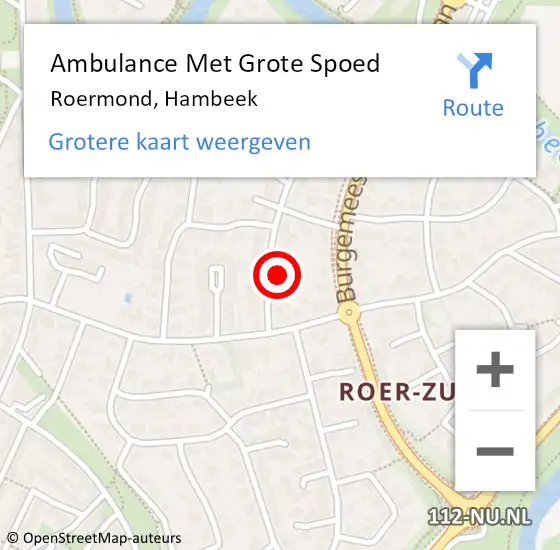 Locatie op kaart van de 112 melding: Ambulance Met Grote Spoed Naar Roermond, Hambeek op 17 december 2022 21:57
