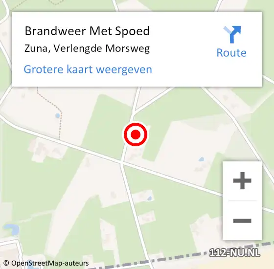 Locatie op kaart van de 112 melding: Brandweer Met Spoed Naar Zuna, Verlengde Morsweg op 17 december 2022 21:59