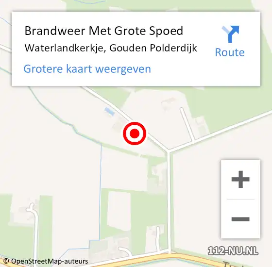 Locatie op kaart van de 112 melding: Brandweer Met Grote Spoed Naar Waterlandkerkje, Gouden Polderdijk op 17 december 2022 22:11