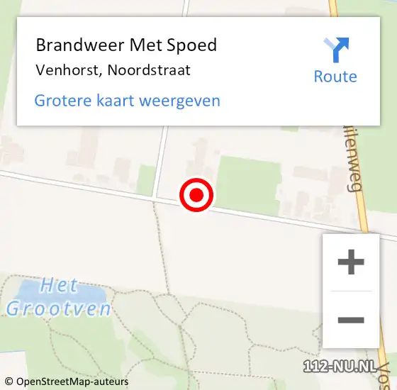 Locatie op kaart van de 112 melding: Brandweer Met Spoed Naar Venhorst, Noordstraat op 17 december 2022 22:12