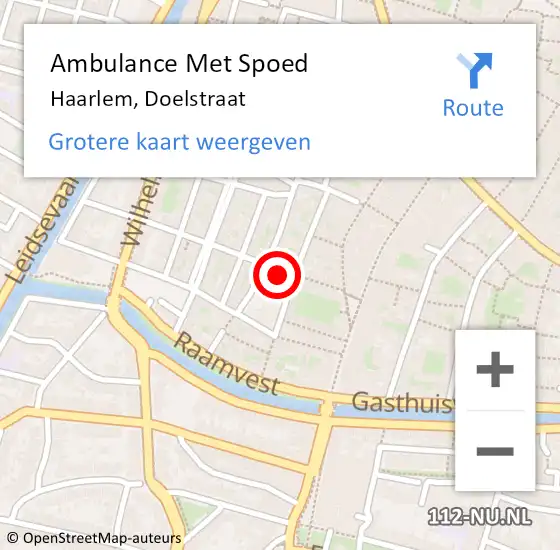 Locatie op kaart van de 112 melding: Ambulance Met Spoed Naar Haarlem, Doelstraat op 17 december 2022 22:13