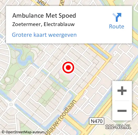 Locatie op kaart van de 112 melding: Ambulance Met Spoed Naar Zoetermeer, Electrablauw op 17 december 2022 22:17