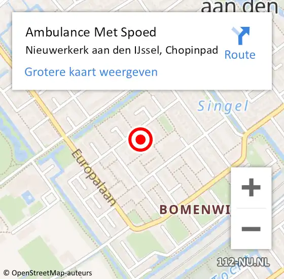 Locatie op kaart van de 112 melding: Ambulance Met Spoed Naar Nieuwerkerk aan den IJssel, Chopinpad op 17 december 2022 22:48