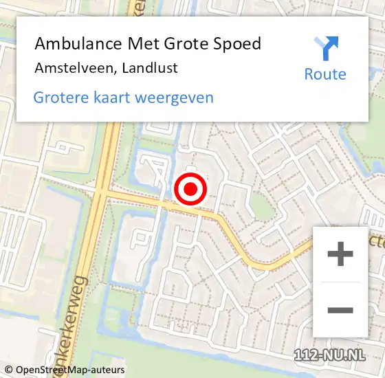 Locatie op kaart van de 112 melding: Ambulance Met Grote Spoed Naar Amstelveen, Landlust op 17 december 2022 22:51