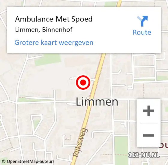 Locatie op kaart van de 112 melding: Ambulance Met Spoed Naar Limmen, Binnenhof op 17 december 2022 22:54