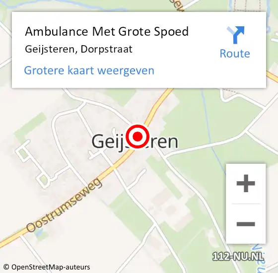 Locatie op kaart van de 112 melding: Ambulance Met Grote Spoed Naar Geijsteren, Dorpstraat op 8 augustus 2014 18:45