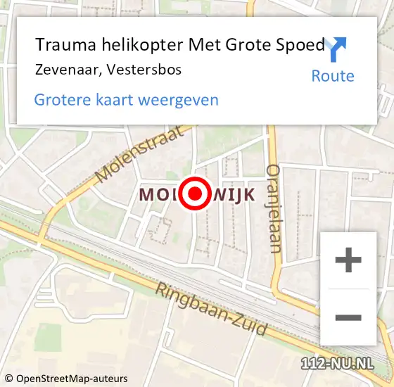 Locatie op kaart van de 112 melding: Trauma helikopter Met Grote Spoed Naar Zevenaar, Vestersbos op 17 december 2022 23:01