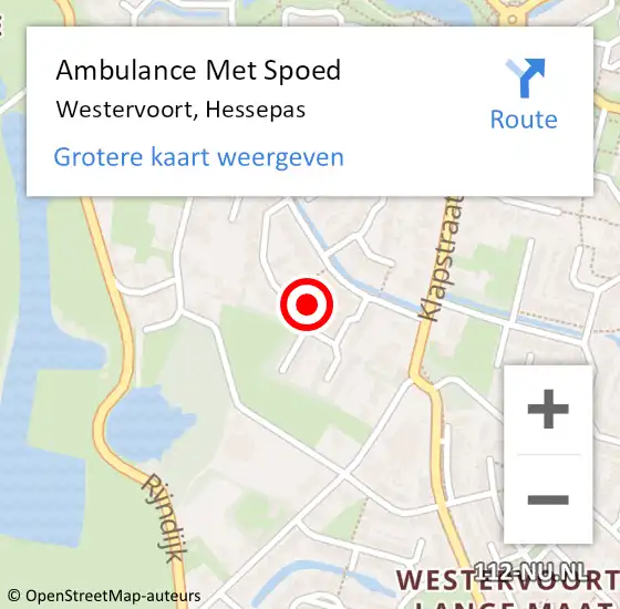 Locatie op kaart van de 112 melding: Ambulance Met Spoed Naar Westervoort, Hessepas op 17 december 2022 23:15