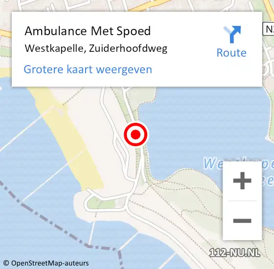 Locatie op kaart van de 112 melding: Ambulance Met Spoed Naar Westkapelle, Zuiderhoofdweg op 8 augustus 2014 18:48