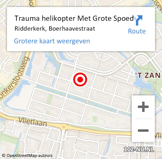 Locatie op kaart van de 112 melding: Trauma helikopter Met Grote Spoed Naar Ridderkerk, Boerhaavestraat op 17 december 2022 23:47