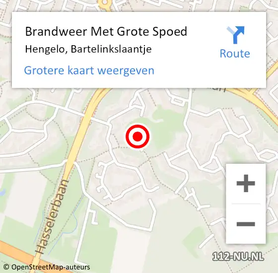 Locatie op kaart van de 112 melding: Brandweer Met Grote Spoed Naar Hengelo, Bartelinkslaantje op 18 december 2022 00:04