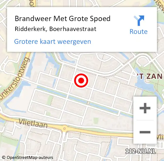 Locatie op kaart van de 112 melding: Brandweer Met Grote Spoed Naar Ridderkerk, Boerhaavestraat op 18 december 2022 00:32