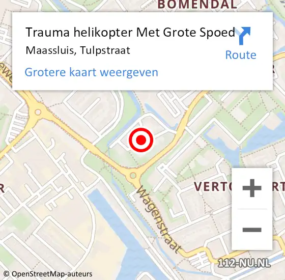 Locatie op kaart van de 112 melding: Trauma helikopter Met Grote Spoed Naar Maassluis, Tulpstraat op 18 december 2022 01:07