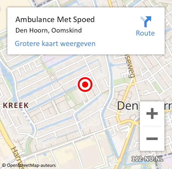 Locatie op kaart van de 112 melding: Ambulance Met Spoed Naar Den Hoorn, Oomskind op 10 oktober 2013 23:25