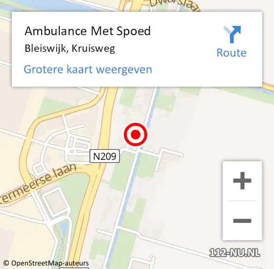 Locatie op kaart van de 112 melding: Ambulance Met Spoed Naar Bleiswijk, Kruisweg op 18 december 2022 02:19