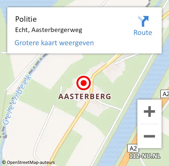 Locatie op kaart van de 112 melding: Politie Echt, Aasterbergerweg op 18 december 2022 02:30
