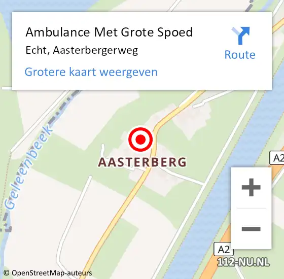 Locatie op kaart van de 112 melding: Ambulance Met Grote Spoed Naar Echt, Aasterbergerweg op 18 december 2022 02:30