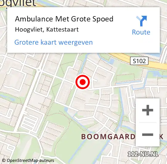 Locatie op kaart van de 112 melding: Ambulance Met Grote Spoed Naar Hoogvliet, Kattestaart op 8 augustus 2014 19:04