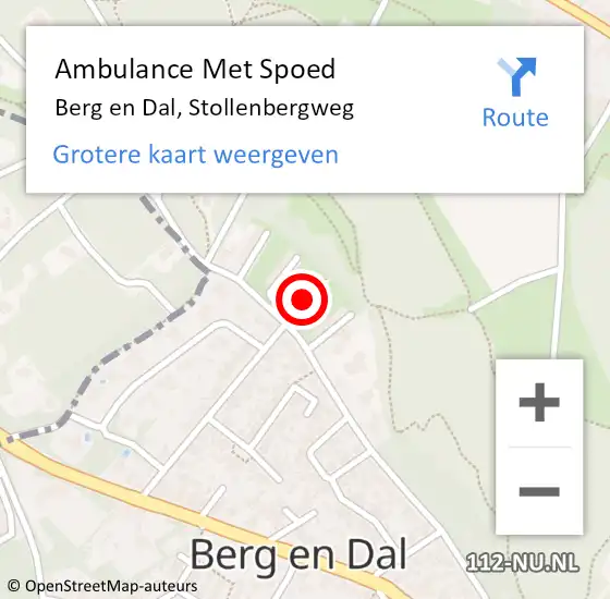 Locatie op kaart van de 112 melding: Ambulance Met Spoed Naar Berg en Dal, Stollenbergweg op 18 december 2022 03:18