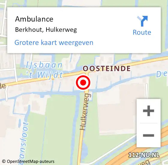 Locatie op kaart van de 112 melding: Ambulance Berkhout, Hulkerweg op 18 december 2022 03:48