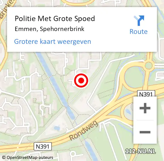 Locatie op kaart van de 112 melding: Politie Met Grote Spoed Naar Emmen, Spehornerbrink op 18 december 2022 03:51