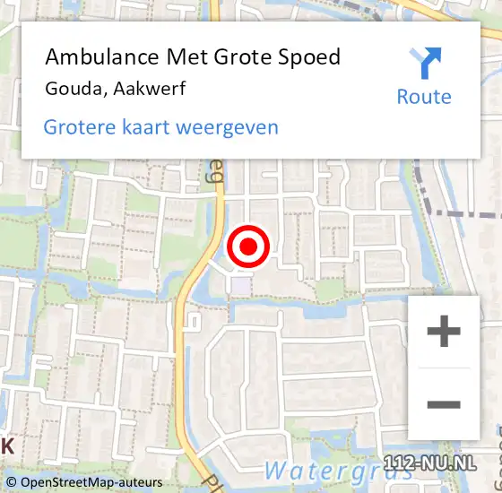 Locatie op kaart van de 112 melding: Ambulance Met Grote Spoed Naar Gouda, Aakwerf op 18 december 2022 04:12