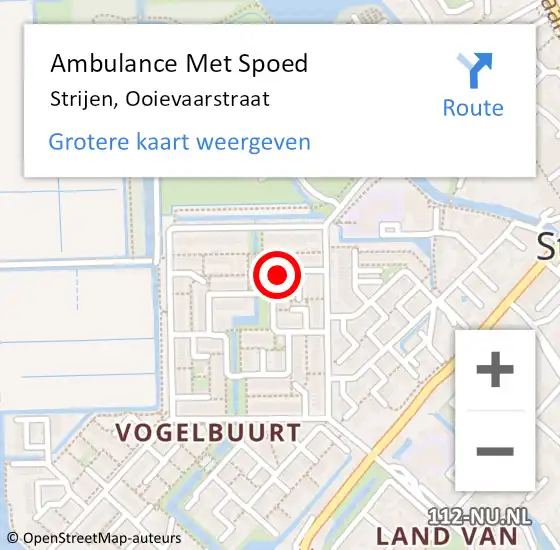 Locatie op kaart van de 112 melding: Ambulance Met Spoed Naar Strijen, Ooievaarstraat op 18 december 2022 04:26