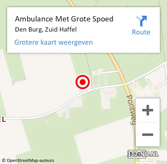 Locatie op kaart van de 112 melding: Ambulance Met Grote Spoed Naar Den Burg, Zuid Haffel op 18 december 2022 04:36