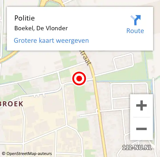 Locatie op kaart van de 112 melding: Politie Boekel, De Vlonder op 18 december 2022 04:57