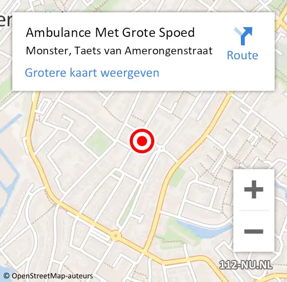 Locatie op kaart van de 112 melding: Ambulance Met Grote Spoed Naar Monster, Taets van Amerongenstraat op 18 december 2022 05:39