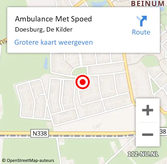 Locatie op kaart van de 112 melding: Ambulance Met Spoed Naar Doesburg, De Kilder op 18 december 2022 05:41