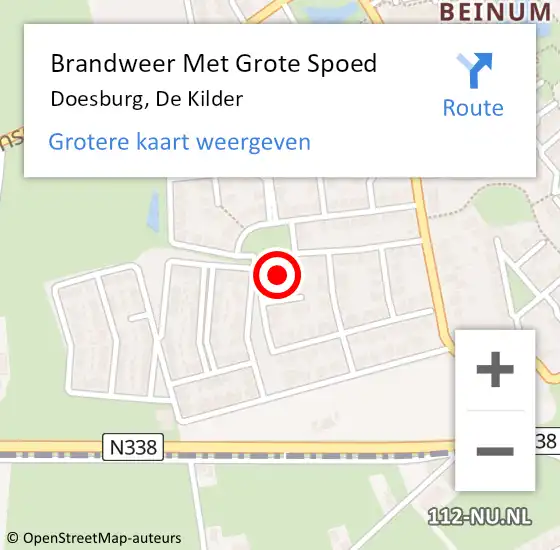 Locatie op kaart van de 112 melding: Brandweer Met Grote Spoed Naar Doesburg, De Kilder op 18 december 2022 05:59