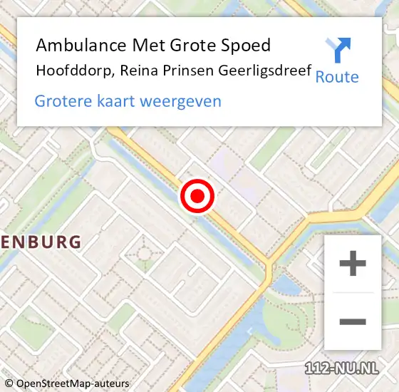 Locatie op kaart van de 112 melding: Ambulance Met Grote Spoed Naar Hoofddorp, Reina Prinsen Geerligsdreef op 18 december 2022 06:01