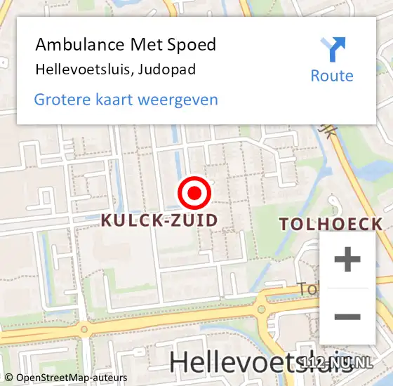 Locatie op kaart van de 112 melding: Ambulance Met Spoed Naar Hellevoetsluis, Judopad op 18 december 2022 06:32