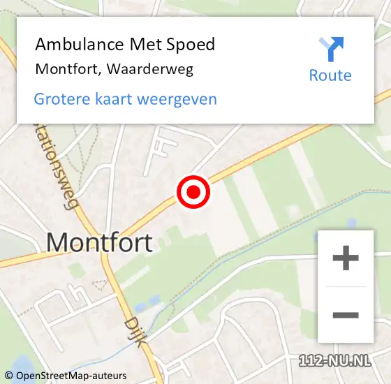 Locatie op kaart van de 112 melding: Ambulance Met Spoed Naar Montfort, Waarderweg op 18 december 2022 06:49