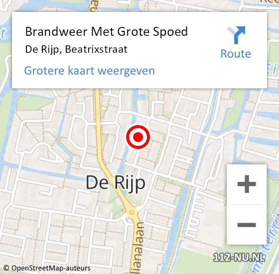 Locatie op kaart van de 112 melding: Brandweer Met Grote Spoed Naar De Rijp, Beatrixstraat op 18 december 2022 07:53