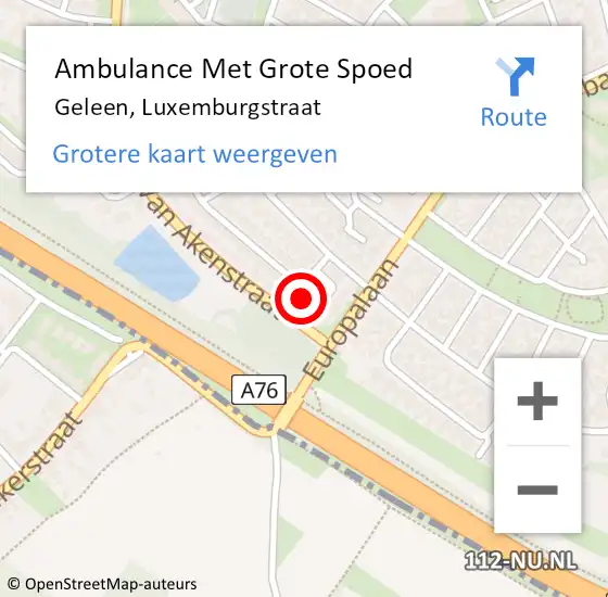 Locatie op kaart van de 112 melding: Ambulance Met Grote Spoed Naar Geleen, Luxemburgstraat op 10 oktober 2013 23:31