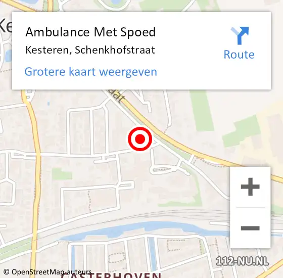 Locatie op kaart van de 112 melding: Ambulance Met Spoed Naar Kesteren, Schenkhofstraat op 18 december 2022 08:04