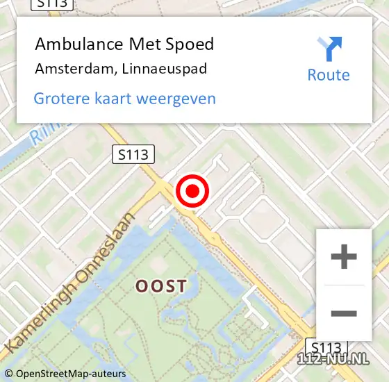 Locatie op kaart van de 112 melding: Ambulance Met Spoed Naar Amsterdam, Linnaeuspad op 18 december 2022 08:06