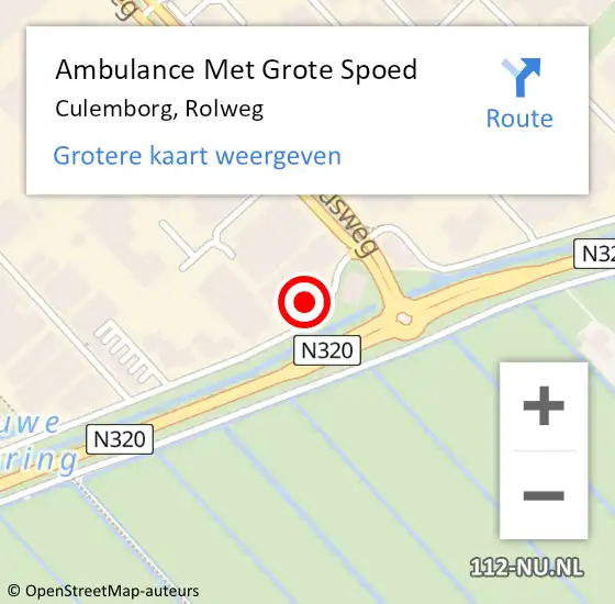 Locatie op kaart van de 112 melding: Ambulance Met Grote Spoed Naar Culemborg, Rolweg op 18 december 2022 08:16