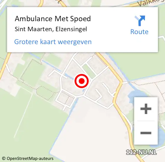 Locatie op kaart van de 112 melding: Ambulance Met Spoed Naar Sint Maarten, Elzensingel op 18 december 2022 08:17