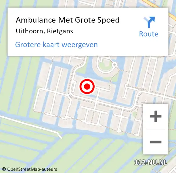 Locatie op kaart van de 112 melding: Ambulance Met Grote Spoed Naar Uithoorn, Rietgans op 18 december 2022 08:27