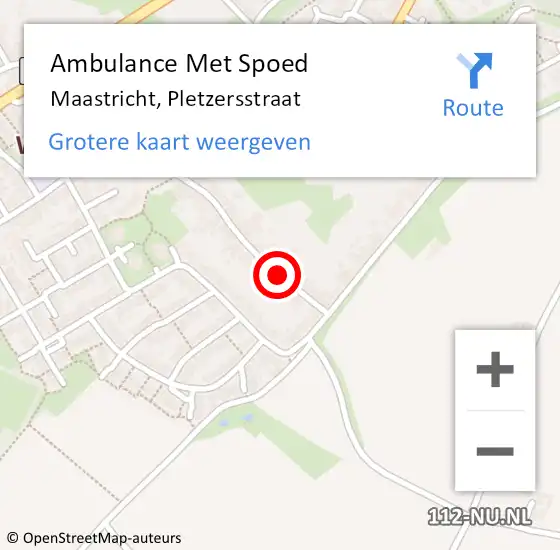 Locatie op kaart van de 112 melding: Ambulance Met Spoed Naar Maastricht, Pletzersstraat op 8 augustus 2014 19:30