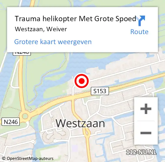 Locatie op kaart van de 112 melding: Trauma helikopter Met Grote Spoed Naar Westzaan, Weiver op 18 december 2022 09:08