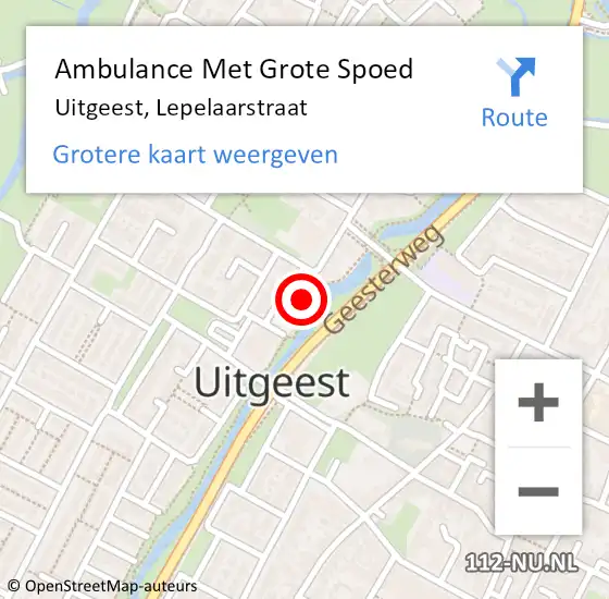 Locatie op kaart van de 112 melding: Ambulance Met Grote Spoed Naar Uitgeest, Lepelaarstraat op 18 december 2022 09:18