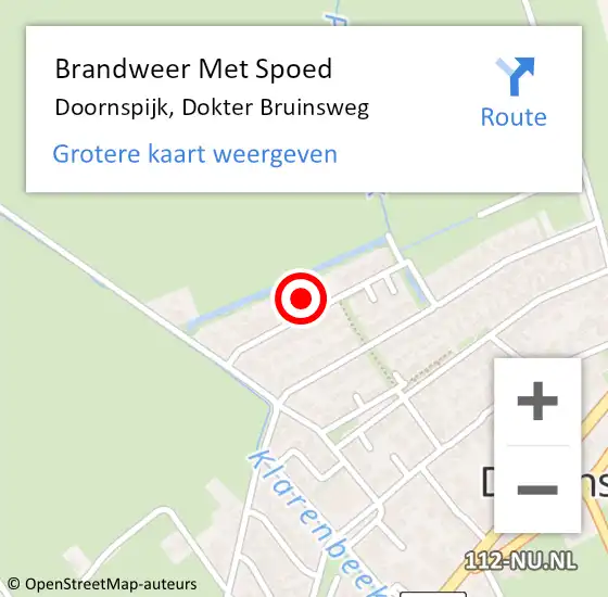 Locatie op kaart van de 112 melding: Brandweer Met Spoed Naar Doornspijk, Dokter Bruinsweg op 18 december 2022 09:28