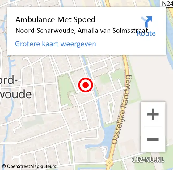 Locatie op kaart van de 112 melding: Ambulance Met Spoed Naar Noord-Scharwoude, Amalia van Solmsstraat op 18 december 2022 09:29