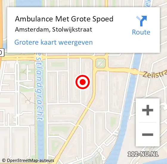 Locatie op kaart van de 112 melding: Ambulance Met Grote Spoed Naar Amsterdam, Stolwijkstraat op 18 december 2022 09:50